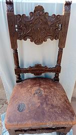 Antica sedia in pelle