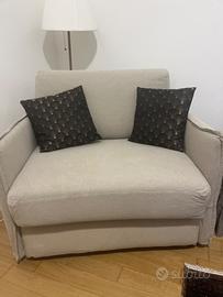 Poltrona letto in tessuto, sfoderabile