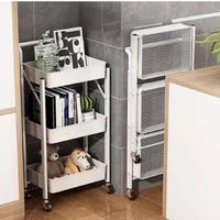 Carrello 3 ripiani in metallo bianco Pieghevole