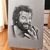 Ritratto Bud Spencer realizzato a mano, a pastelli