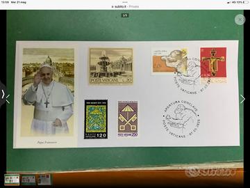 Papa Francesco annullo inizio conclave francobolli