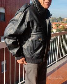 Giaccone in Pelle stile Aviatore con gilet interno