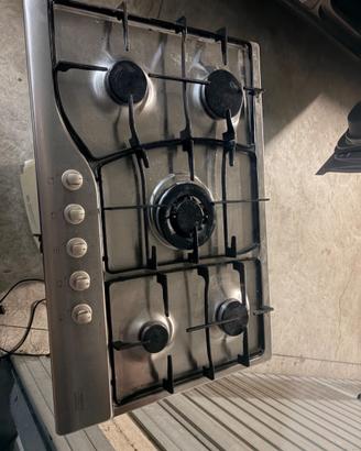 Piano cottura a gas 5 fuochi in acciaio inox