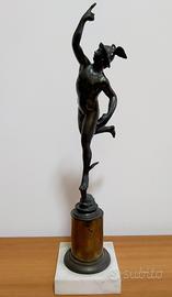 Statua bronzo Mercurio Hermes base in marmo