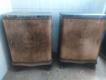 comodini legno marmo anni 50