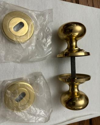 Coppia pomoli girevoli per porte ottone massicio