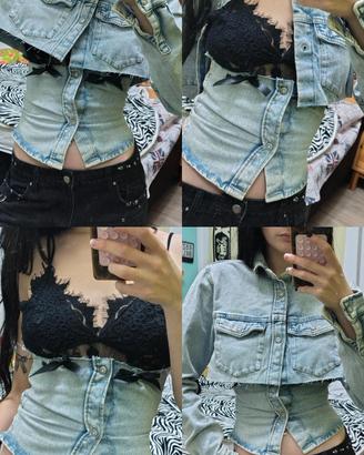 giacca più corsetto denim