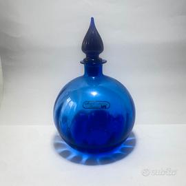 Grande Ampolla in Vetro blu Cobalto IVAT 1980s