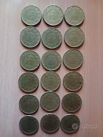 18 monete da 200 lire del 1977 +500 lire arg.ecc.