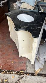 Mobile bagno lavandino angolo piano in marmo nero