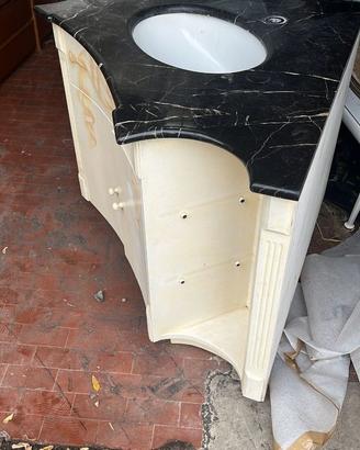 Mobile bagno lavandino angolo piano in marmo nero