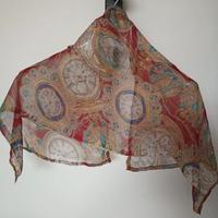 Foulard donna Retrò stampa di orologi dorati rosso