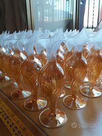 set 62 bomboniere in vetro bianco e arancio €6/pz