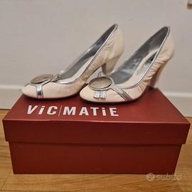Decollete pelle Vic Matie bianco argento numero 35