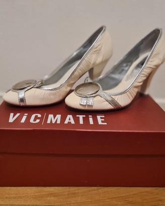 Decollete pelle Vic Matie bianco argento numero 35