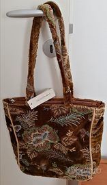 Borsa shopper in velluto ricamata Almaplena