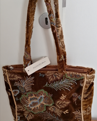 Borsa shopper in velluto ricamata Almaplena