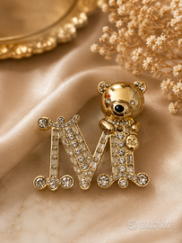 Spilla Max Mara Teddy M con cristalli oro