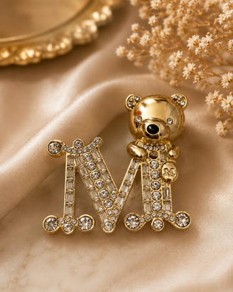 Spilla Max Mara Teddy M con cristalli oro