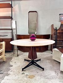 Tavolo da pranzo con piano in marmo rosa, anni '60