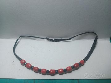 bracciale con nodo scorsoio corallo