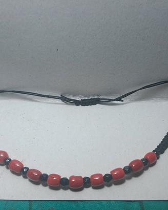 bracciale con nodo scorsoio corallo