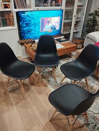 Set 4 sedie stile nordico nero/legno 