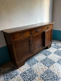 Credenza rustica in legno con 3 cassetti e 3 ante