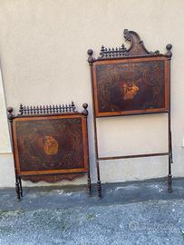 Letto antico in ferro battuto dipinto a mano.