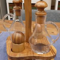 Set olio e aceto in legno di olivo 