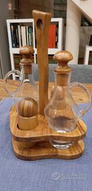 Set olio e aceto in legno di olivo 