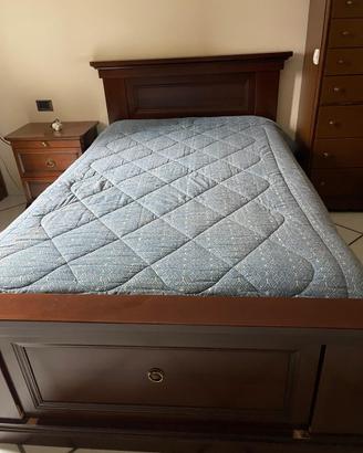 Letto in legno noce + materasso una piazza e mezzo