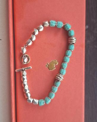 Bracciale Dodo granelli turchesi borchie e wave