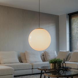 Lampada a sospensione in vetro opalino sfera 50 cm