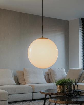 Lampada a sospensione in vetro opalino sfera 50 cm