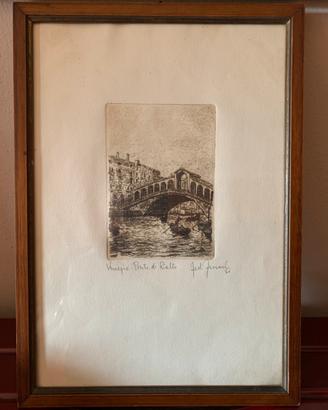 Quadro realizzato in acquaforte originale autogr