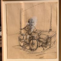 Gianfranco Bonetti, pastello su carta da pacco.