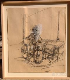 Gianfranco Bonetti, pastello su carta da pacco.