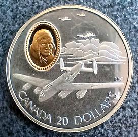 monete argento cameo oro 20 dollari canadesi aviaz
