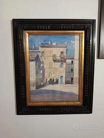 Acquerello mid century con cornice coeva