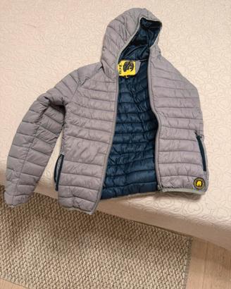 Piumino leggero con cappuccio -Taglia L Grigio Blu