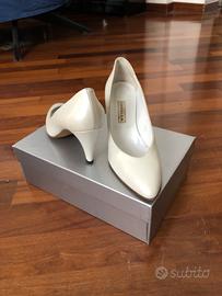 Scarpe décolleté bianche in pelle