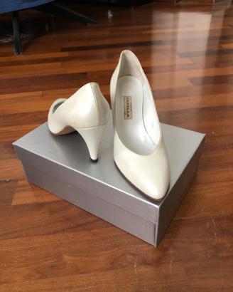 Scarpe décolleté bianche in pelle