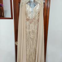 Abito elegante a sirena per cerimonia, oro