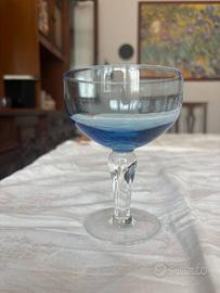 4 Coppe Vintage in Vetro Blu Sfumato