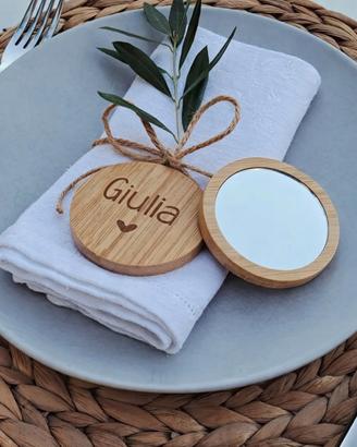 Segnaposto specchietto da borsa 