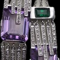 ORECCHINI ORO DIAMANTI SMERALDI AMETISTI