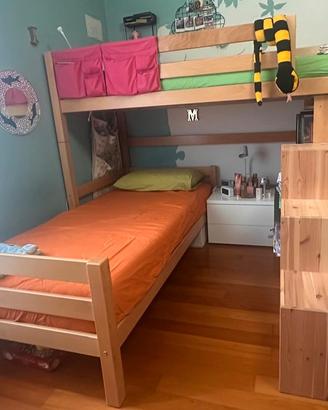 Letto a castello in faggio