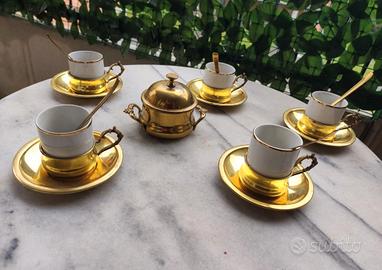 Servizio Antiquariato Tazzine Caffè Dorato