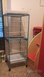 voliera 51.5x50x140 cm con ruote e accessori